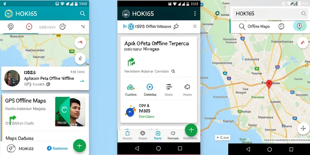 Antarmuka aplikasi HOKI65 untuk navigasi GPS Offline Maps.