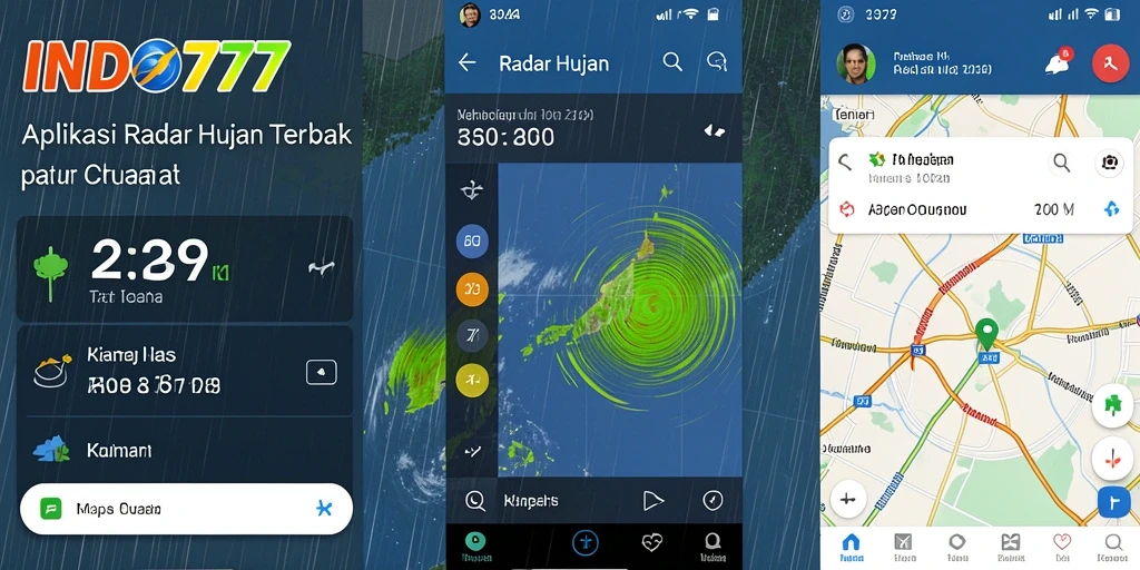 Antarmuka aplikasi Radar Hujan INDO777 yang informatif dan interaktif.