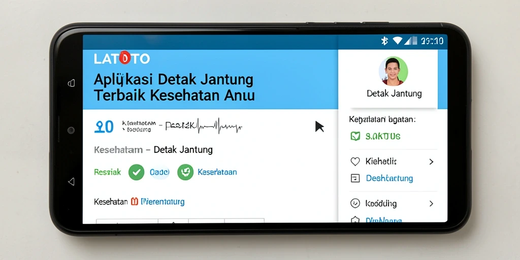 Screenshot aplikasi LATOTO menampilkan antarmuka detak jantung yang informatif.