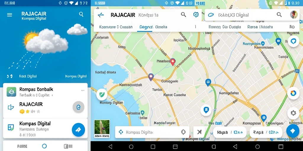 Antarmuka RAJACAIR yang jelas dan informatif untuk navigasi kompas digital.