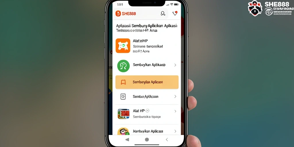 Antarmuka aplikasi SHE888 yang sederhana dan efektif.