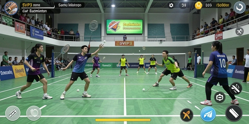 Tampilan antarmuka game Badminton yang menarik dan fungsional.