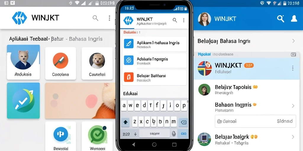 Tampilan antarmuka aplikasi WINJKT untuk belajar Bahasa Inggris.