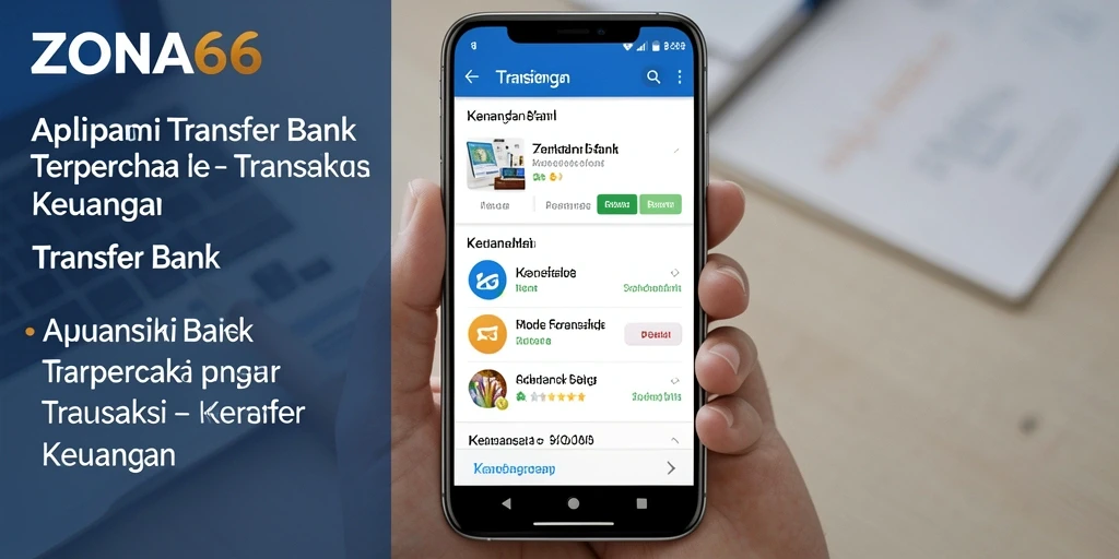 Antarmuka ZONA66 menampilkan fitur transfer bank yang mudah digunakan.